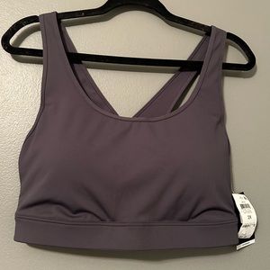 NWT Ideology Sz 2X Women’s Deep Charcoal Gray Criss-Cross Padded Sports Bra!